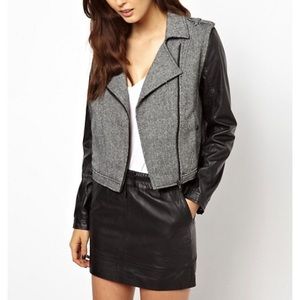 Leather and fabric jacket